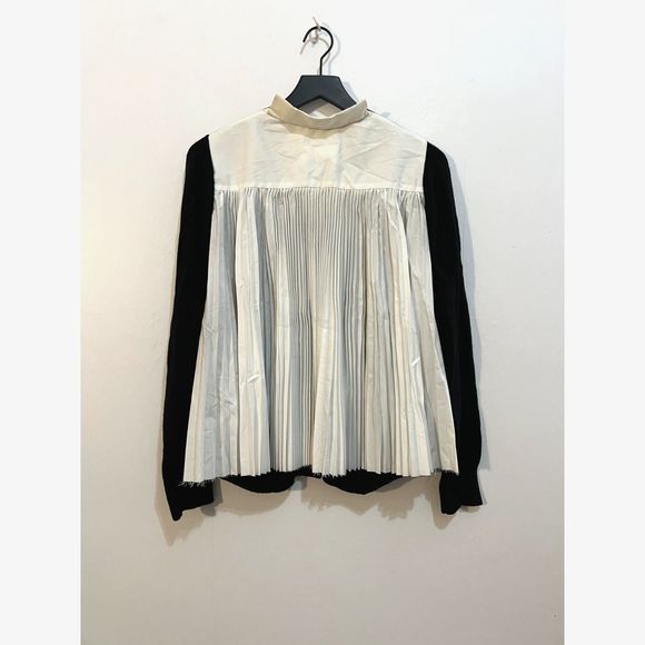 Sacai Pleated Back Wool button down Cardigan Sz 3 - Picture 1 of 10
